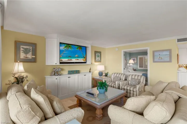 Living room with ornamental molding