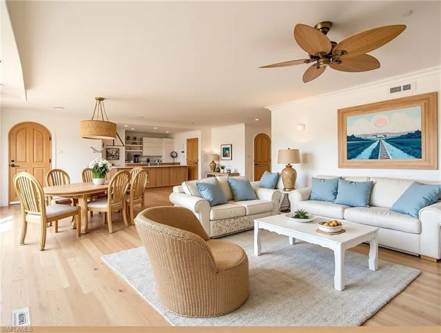 AI generated decor for ideas on an ideal updated living and dining area space.(Not the actual furniture or finishes)