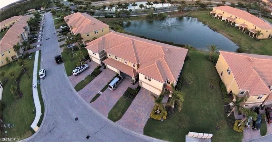 Aerial perspective showcasing multiple properties