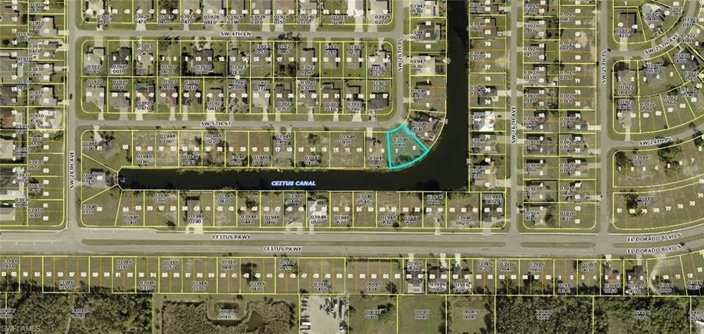 Aerial map of property and surrounding area featuring property parcel outlined