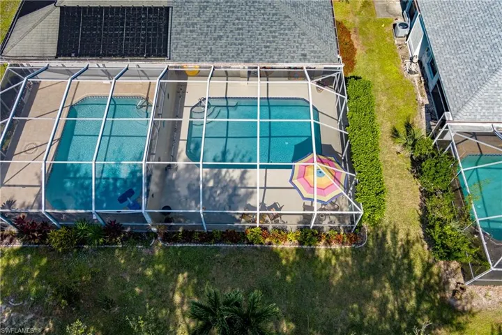 Drone / aerial view of a pool