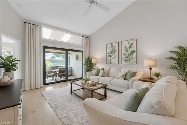 Virtually Staged and high vaulted ceiling