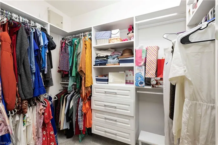 Walk in closet featuring carpet flooring