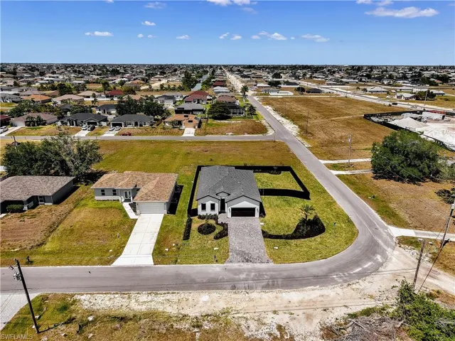 Aerial perspective of suburban area
