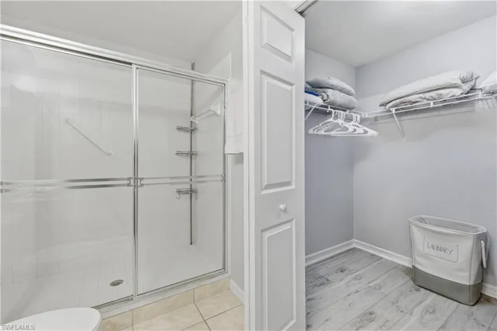 Spacious walk-in closet off the primary bathroom