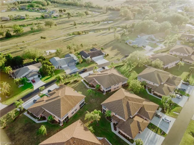 Aerial perspective of suburban area