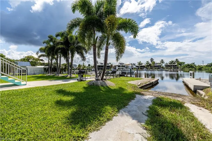 Dock area featuring a yard and a water view
