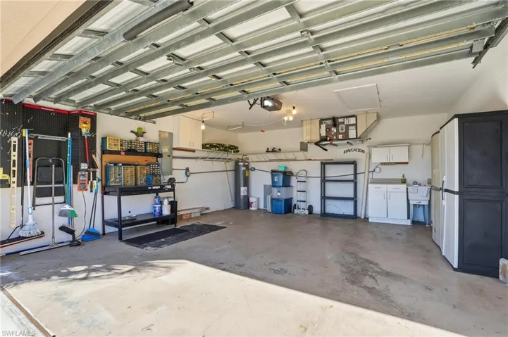 Garage with workbench and some tools.