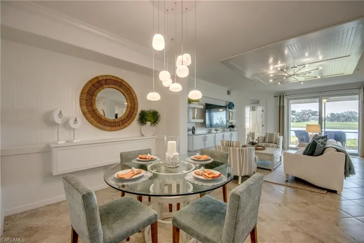 View of tiled dining room
