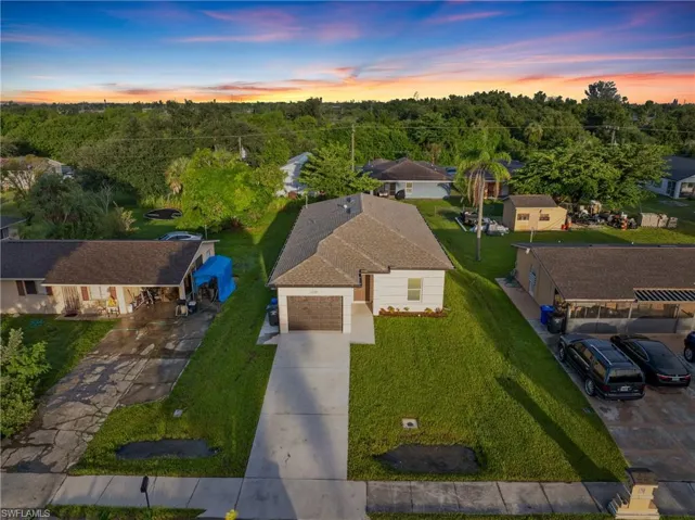 View of aerial view at dusk
