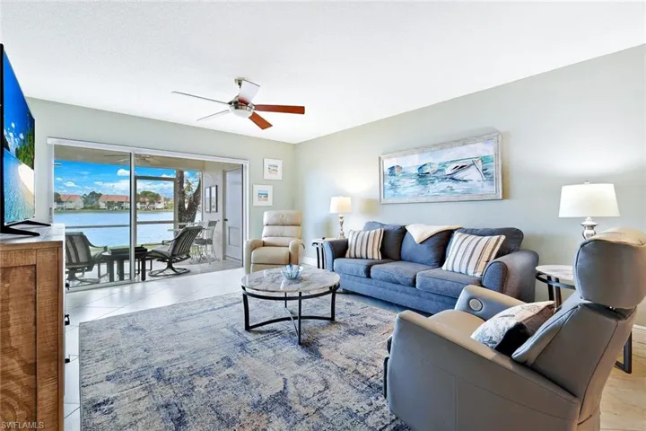 Fabulous and comfortable Great Room, with a water view!