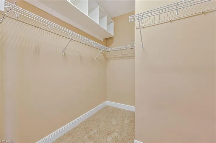 Spacious closet with carpet flooring