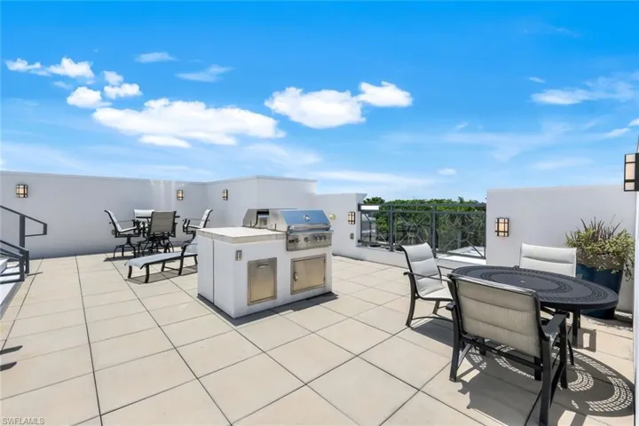 BBQ grills on pool deck
