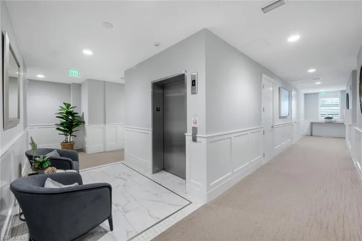 Elevator into the entry area to the unit