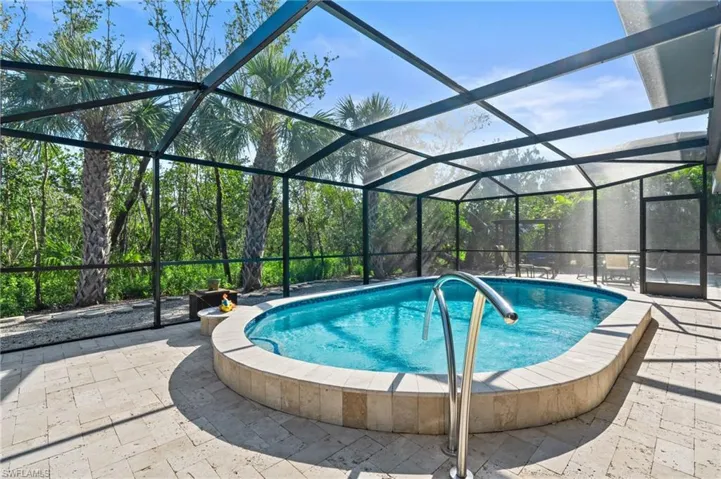 Pool featuring a lanai and a patio area