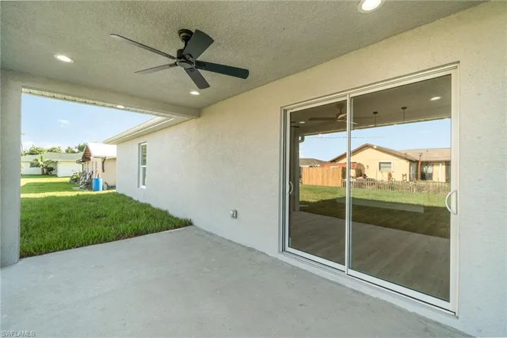 View of patio / terrace featuring ceiling fan