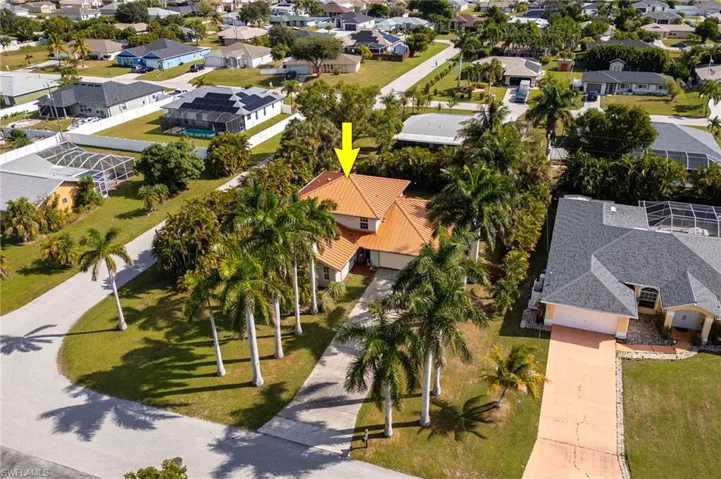 Aerial perspective of suburban area