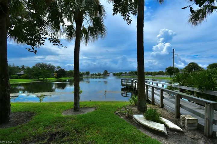 Community park area with lake