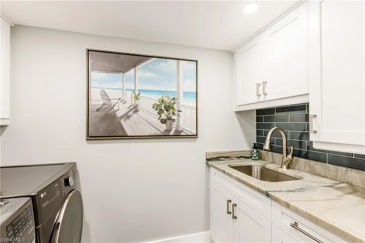 Utility sink and fridge