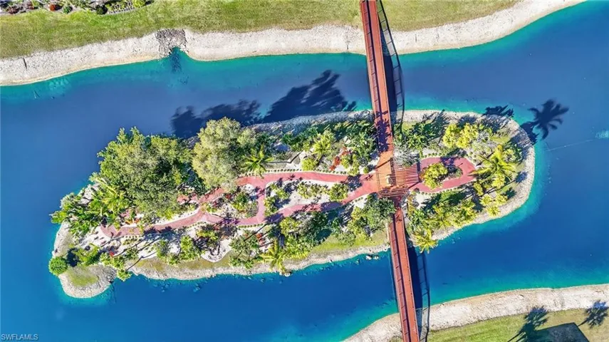 Bird's eye view of a nearby body of water