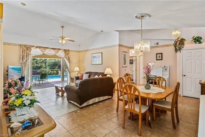 Dining area and living room
