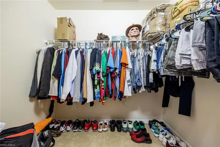 Spacious closet featuring carpet flooring