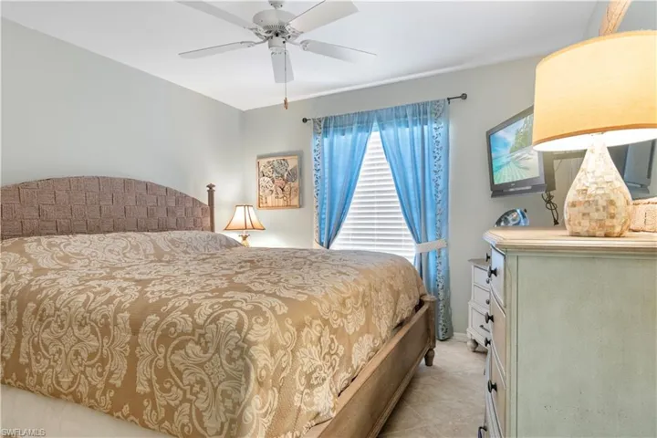 Split floor plan with the guest bedroom and bath at the front of the home.