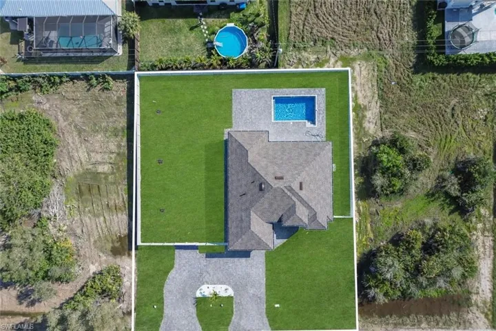 Aerial view of a pool