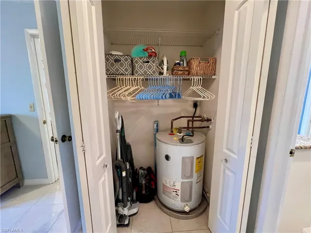 Utility room featuring electric water heater