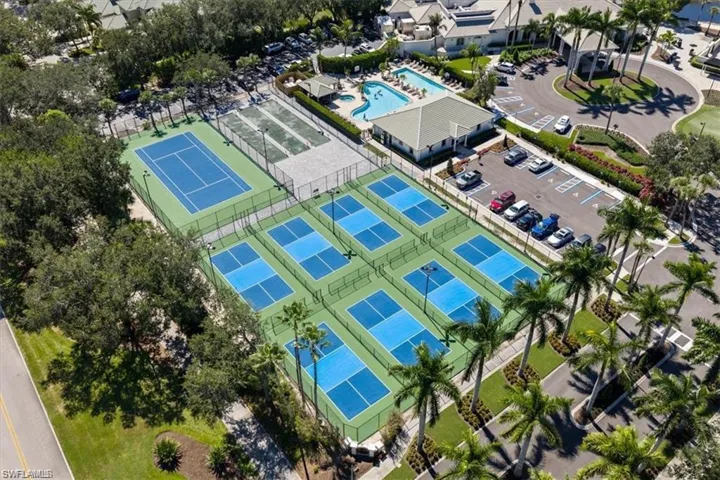 Drone / aerial view of a pool