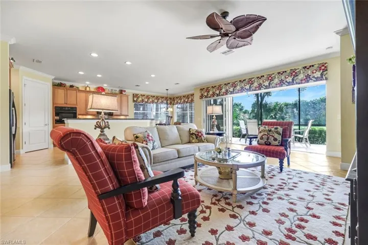 Spacious family room open to kitchen making a great floor lan for entertaining,