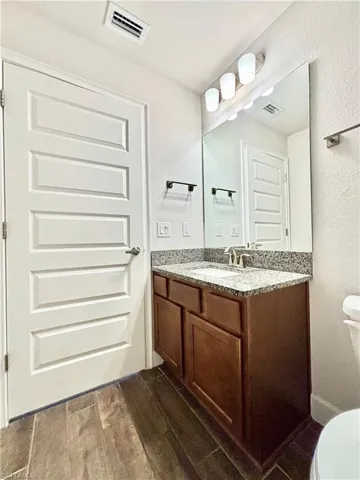 2nd Bathroom featuring visible vents, toilet, and vanity