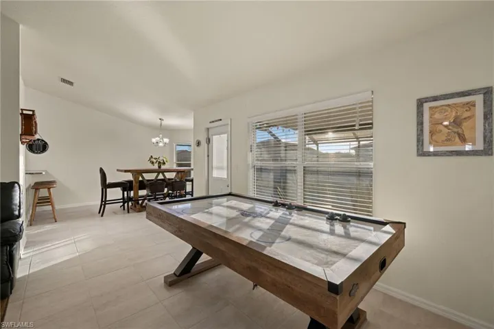 Dining area with view of pool