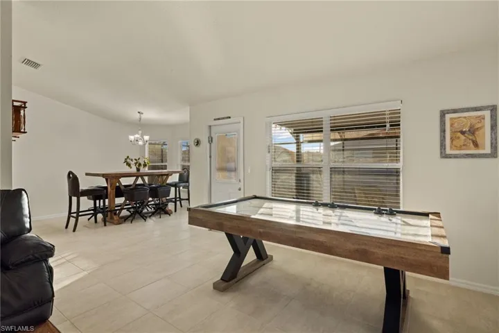 Dining area with view of pool