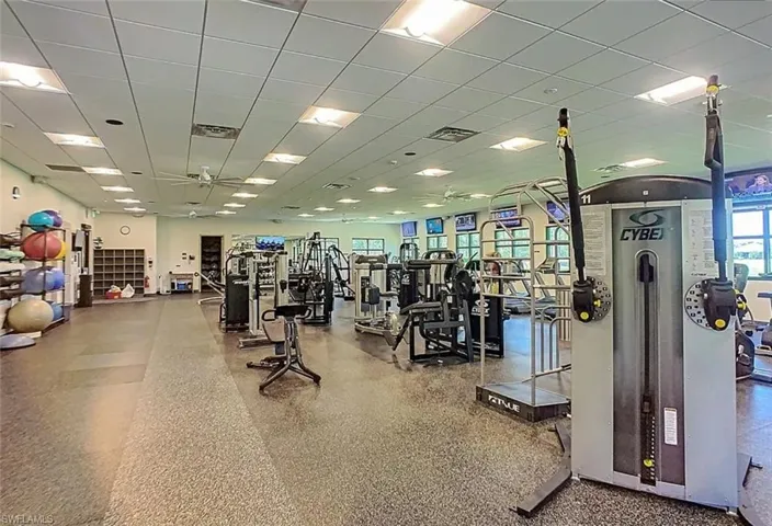 Workout area with a drop ceiling