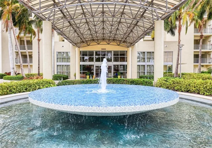 View of community water feature at entrance
