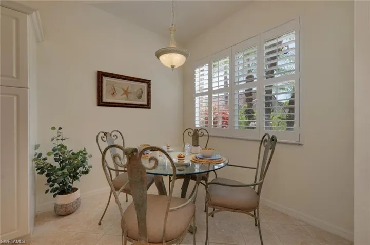 View of tiled dining space
