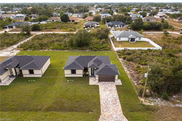 Aerial perspective of suburban area