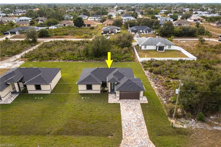 Aerial perspective of suburban area