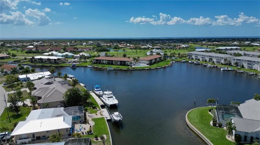 Drone / aerial view of a large body of water