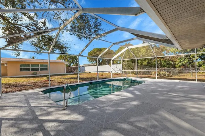 View of pool from primary's office space