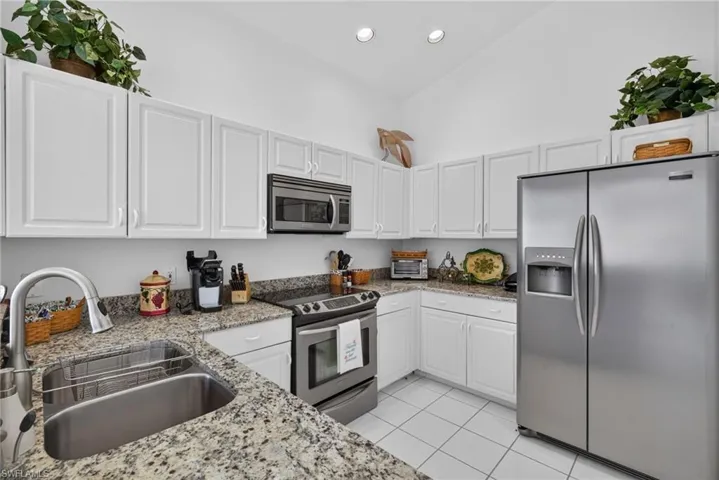 Granite counters; premium stainless steel appliances