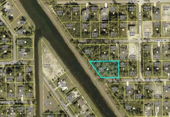 Aerial view of property's location with property boundaries highlighted