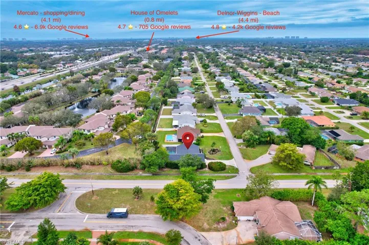 Aerial view with a residential view