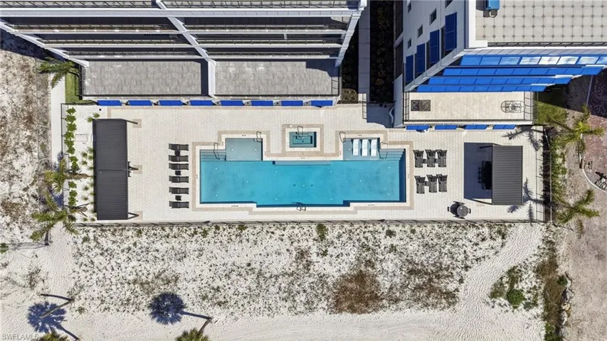 Drone / aerial view of a pool area