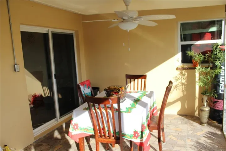 View of patio / terrace featuring ceiling fan
