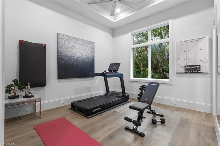 Bedroom being used as a fitness room
