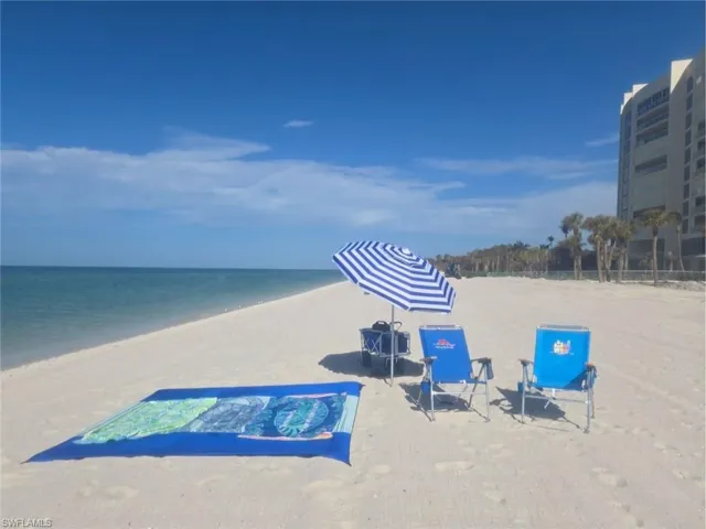 Surrounding community featuring a water view and a view of the beach