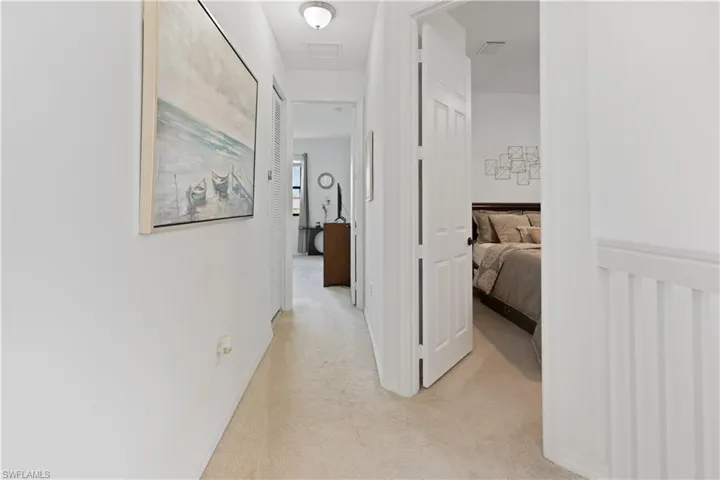 Hallway on second floor connecting all bedrooms