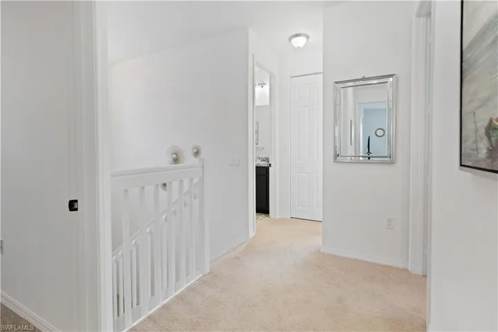Hallway on second floor connecting all bedrooms